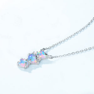 Three Stone Opal Pendant Necklace