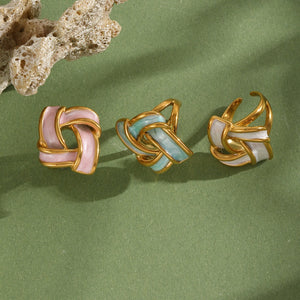 Chic Woven Knot Enamel Stacking Open Ring