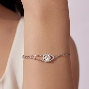 Moissanite Teardrop Halo Layer Chain Bracelet