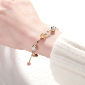Rainbow Chakra Crystal Station Chain Bracelet