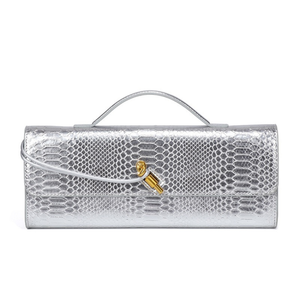 Alligator-Embossed Leather Clutch Handbag