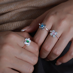 Colorful Heart CZ Reversible Clover Band Ring