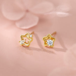 Mismatched Openwork Star CZ Stud Earrings