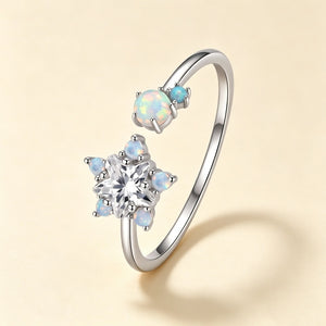 Star Crystal Opal Cluster Stacking Open Ring