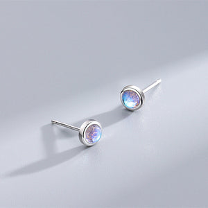 Orecchini a bottone piccoli in pietra di luna, turchese e agata