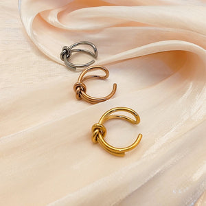 Minimalist Dual Band Tied Knot Stackable Ring