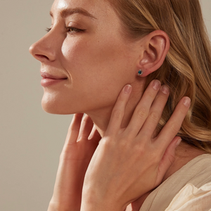 Small Blue Planet Saturn Star Stud Earrings