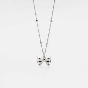 Bow Ribbon Charm Bead Layering Necklace