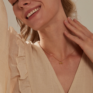 Bow Ribbon Charm Bead Layering Necklace