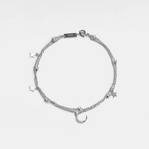 Moon Star Double Chain Charm Bracelet