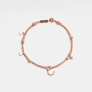 Moon Star Double Chain Charm Bracelet