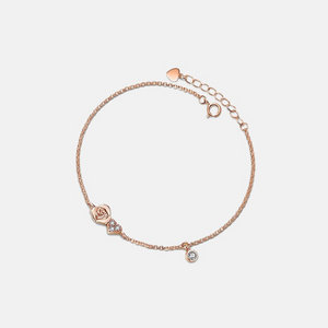 Rose Flower Heart Charm Stacking Bracelet