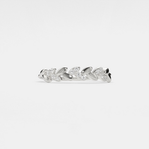 Bague empilable en forme de branche de feuille d'olivier