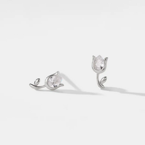 Tiny Small Tulip Flower Stud Earrings