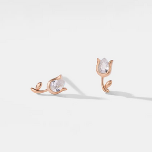 Tiny Small Tulip Flower Stud Earrings