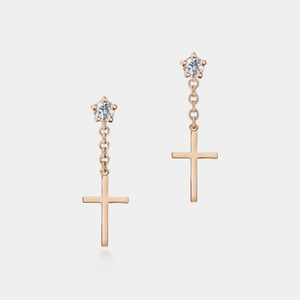 Dainty Cross Dangle Drop Earrings