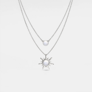 Opal Sun Moon Double Chain Necklace