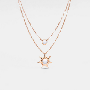 Opal Sun Moon Double Chain Necklace