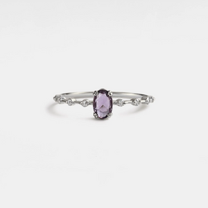 Oval Cut Natural Amethyst Stacking Ring