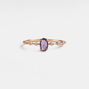 Oval Cut Natural Amethyst Stacking Ring