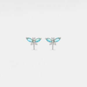 Tiny Small Blue Dragonfly Stud Earrings