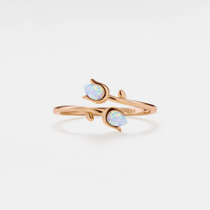 Opal Tulip Flower Stacking Bypass Ring