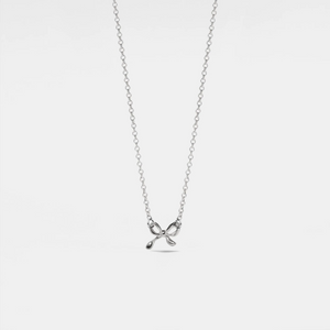 Tiny Small Bow Ribbon Pendant Necklace