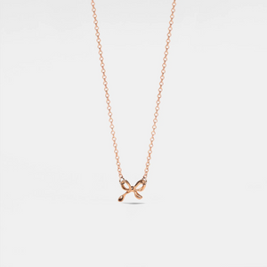 Tiny Small Bow Ribbon Pendant Necklace