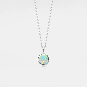 Dainty Mini Opal Photo Locket Necklace