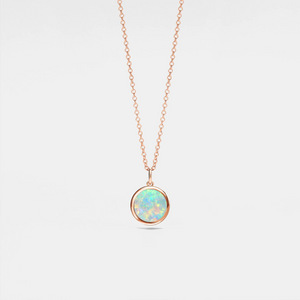 Dainty Mini Opal Photo Locket Necklace