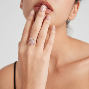 Pink Flower Fidget Spinner Bypass Ring