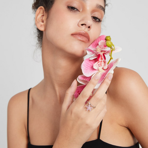 Pink Flower Fidget Spinner Bypass Ring