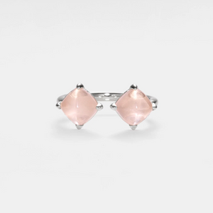 Natural Rose Quartz Crystal Statement Ring