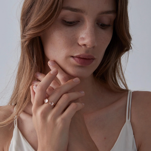 Natural Rose Quartz Crystal Statement Ring