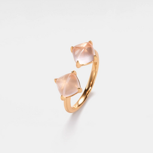 Natural Rose Quartz Crystal Statement Ring