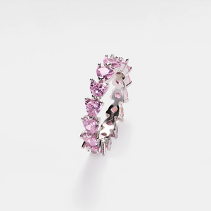 Anello Eternity con Gemma a Cuore Rosa Tagliata