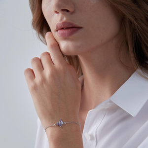 Purple Amethyst Butterfly Charm Bracelet