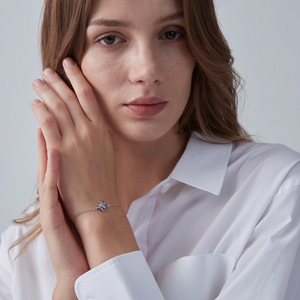 Purple Amethyst Butterfly Charm Bracelet