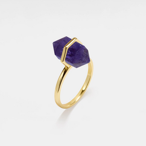 Hexagon Amethyst Crystal Statement Ring