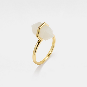 Hexagon Moonstone Crystal Statement Ring