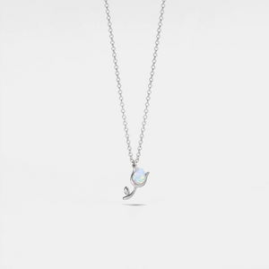Small Opal Tulip Flower Charm Necklace