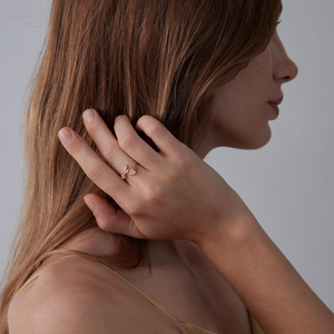 Pink Heart Flower Leaf Stacking Bypass Ring