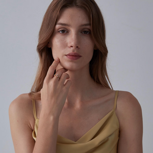 Pink Heart Flower Leaf Stacking Bypass Ring