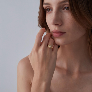 Olive Tree Leaf Stacking Bypass Ring