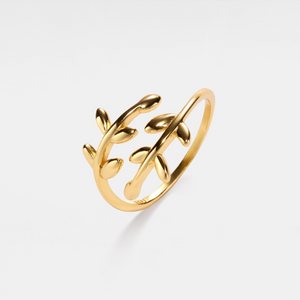 Olive Tree Leaf Stacking Bypass Ring