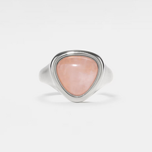 Natural Rose Quartz Crystal Statement Ring