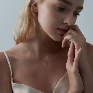 Tiny Small Cross Charm Pendant Necklace