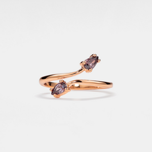 Purple Amethyst Crystal Tulip Flower Ring