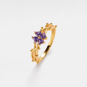Purple Four Leaf Clover Stacking Ring