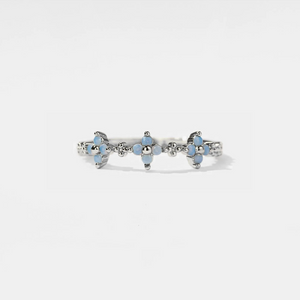 Dainty Blue Opal Flower Stacking Ring